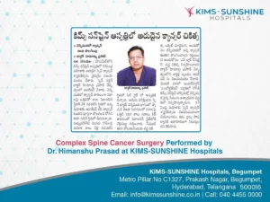 Complex Spine Cancer Surgery Performed by Dr. Himanshu Prasad at KIMS-SUNSHINE Hospitals