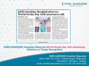KIMS-SUNSHINE Hospitals Observes World Stroke Day with Awareness Initiative on Timely Recognition